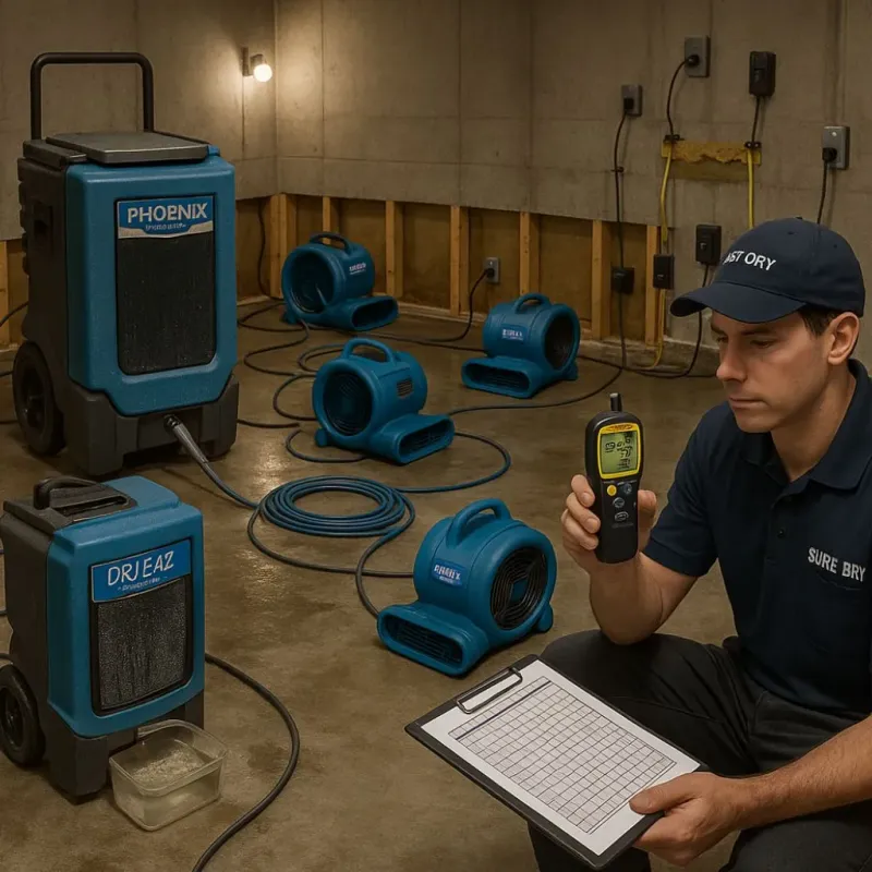 Structural Drying and Dehumidification process in Piscataway, NJ